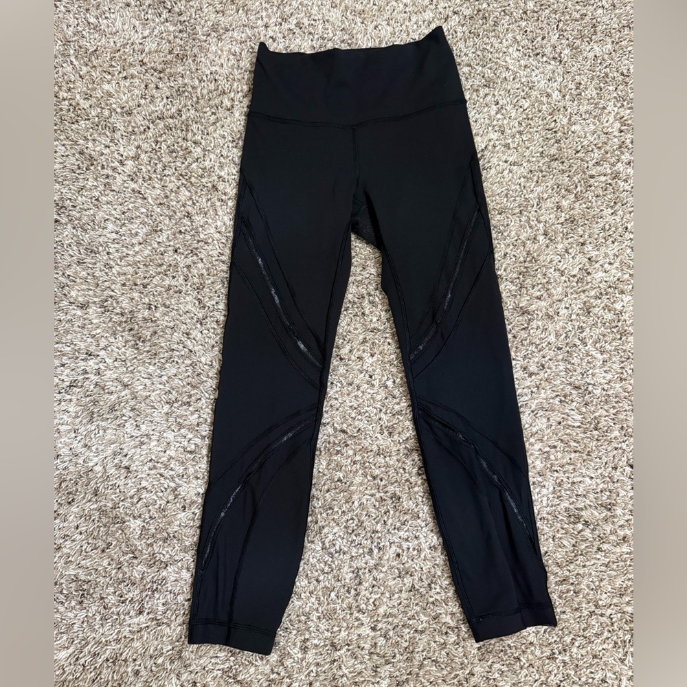 lululemon athletica Black High-Rise Leggings with Mesh Inset